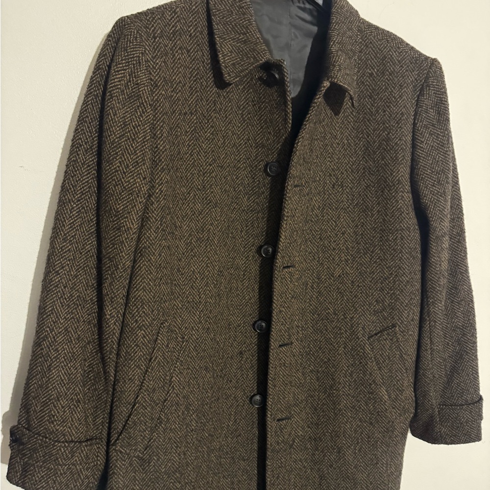 J. Crew Men's Tan Herringbone wool Trench Coat